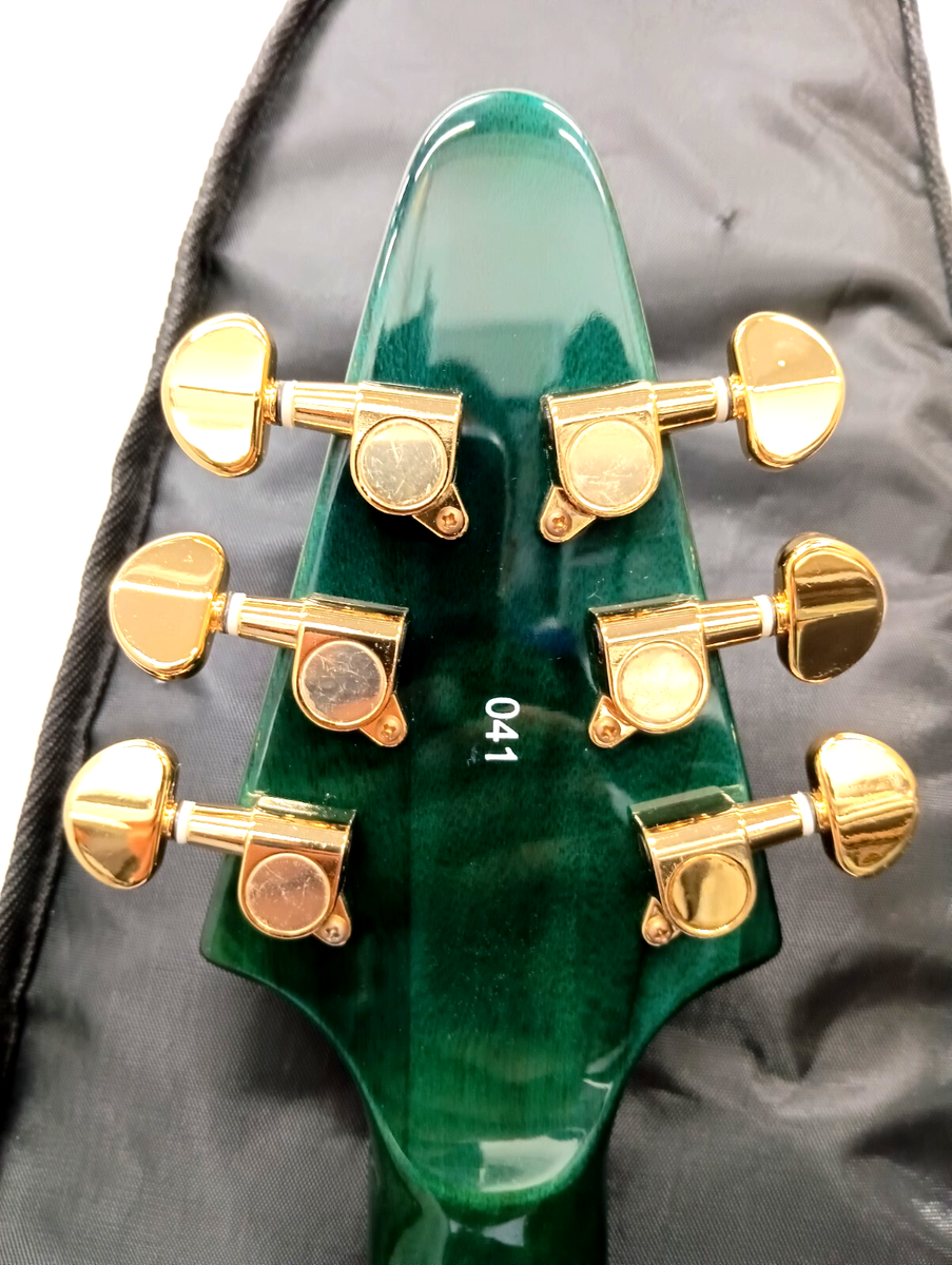 Grassroots Mini Flying V Green Electric Guitar with Built-in Amp