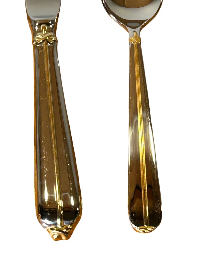 Juego de 4 cubiertos Cipullo Mikasa acero inoxidable 18/8 TRAPUNTO D'ORO 1 piezas Foto 2 de 4