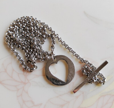 Superbe Collier Ancien En Argent Massif 925, Pendentif Cœur élégant - Occasion