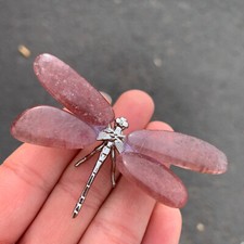 Natural Strawberries crystal Dragonfly Reiki Crystal Skull Decor gift 1PC