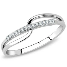 DA045 - High polished (no plating) Stainless Steel Ring with AAA Grade CZ  in