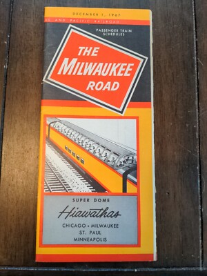 The Milwaukee Road 1.12.67 Super Dome Hiawathas Zugfahrplan & Karte