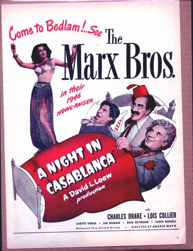 A NIGHT IN CASABLANCA 1946 Groucho Marx Original Vintage Color Movie Promo Ad