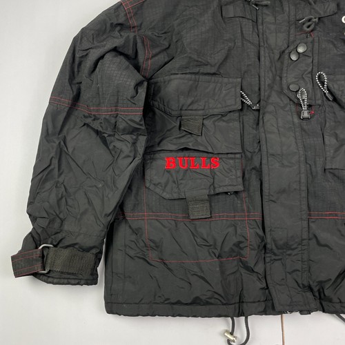 Chicago Bulls Jacket Large Black Mens Vintage 90s Full Zip Padded Champion - Picture 3 of 18