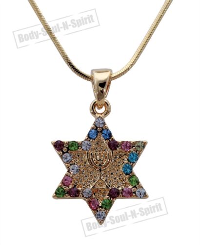 Holy Gift Star of David Magen Soul Lamp Menorah Pendant Necklace LUCKY Judaica - Picture 4 of 6