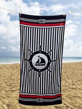 Luxury Soft Beach Towel Pool Towel 100% Cotton Velour Striped Chlorine Resistant