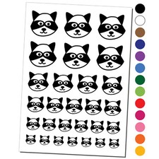 Racoon Face Doodle Temporary Tattoo Water Resistant Fake Body Art Set Collection
