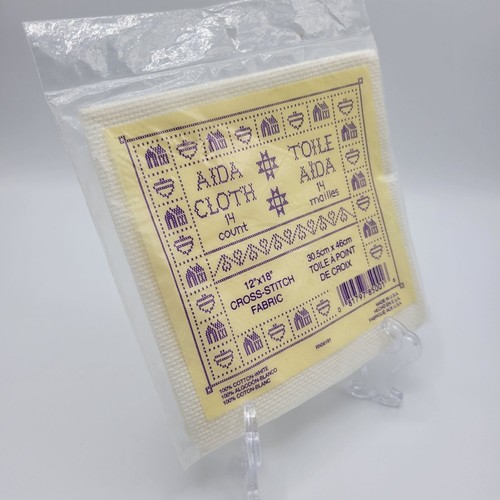 Aida Cloth 14 Count Cross-Stitch Fabric 12"x18" 100% Cotton White Made In USA - Picture 3 of 4