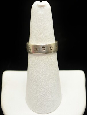 Sterling Silver ''Sisters Forever'' Band Ring SZ 6.25 #FMC757