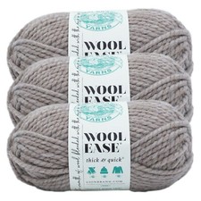  3 Pack Lion Brand Yarn 640-554C Wool-Ease Thick  Quick Bulky Yarn, Driftwood
