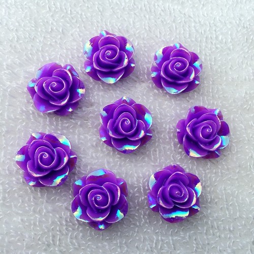 19mm 10pcs Resin rose Flower AB resin 3D flower Cabochons Cameo DIY wedding -E65 - Picture 18 of 19
