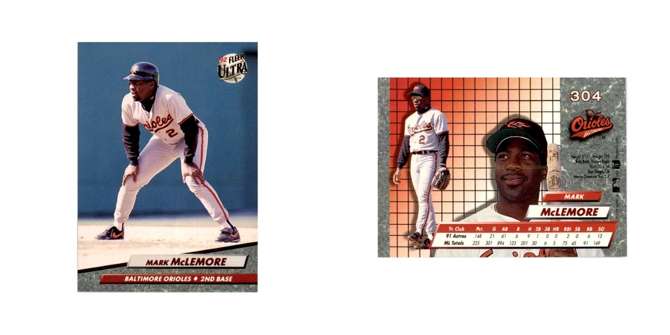 1992 Fleer Ultra Mark McLemore Baseball Cards #304 - Image 3 of 3