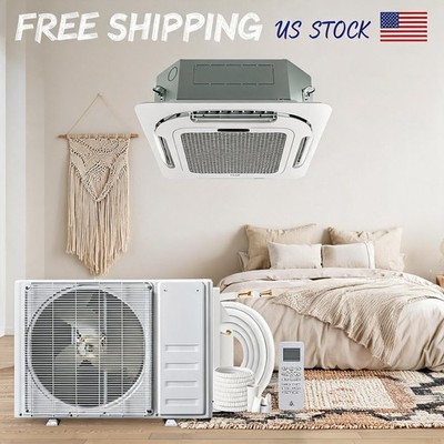 9000 BTU Ceiling Cassette Mini Split Air Conditioner Ductless Cooling & Heating