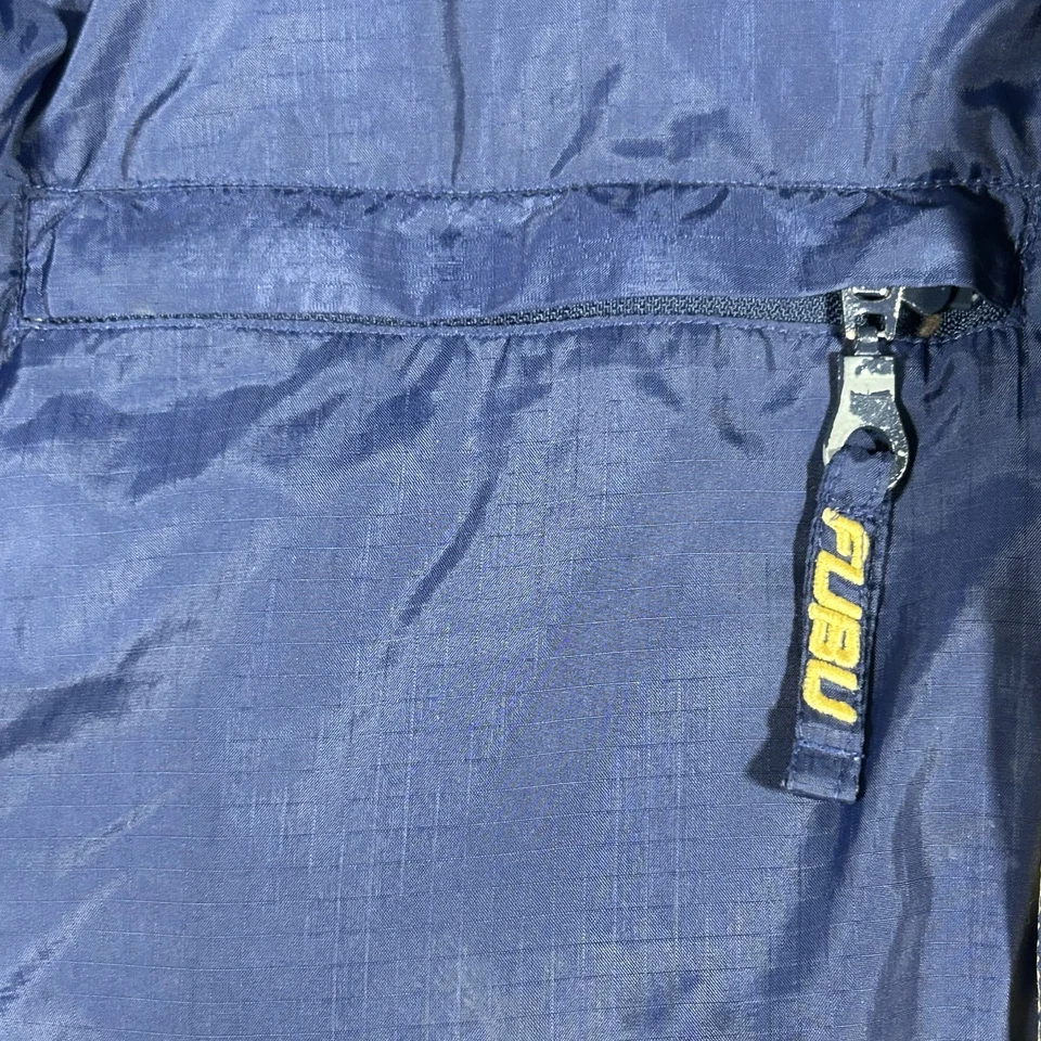 Chaqueta acolchada FUBU para hombre M (10/12) azul amarillo reversible con capucha vintage años 90 Foto 4 de 4