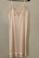 Vintage Sliperfection Full Slip Lace Trim Lingerie Nightgown USA Made Sz 36