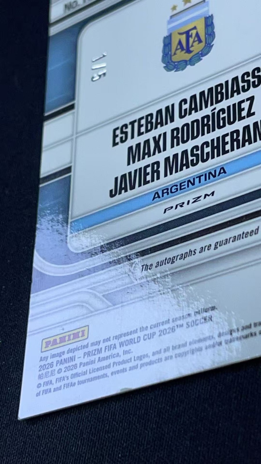 1/5 ≈1/1 2026 Prizm FIFA World Cup Esteban/Mascherano/Rodriguez Trio Auto Silver view 3