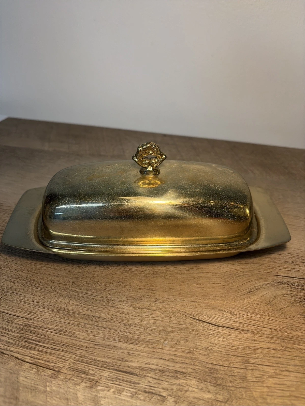 VTG Dirilyte Dirigold Regal Pattern Butter Dish With Lid Antique Butter Dish