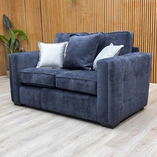 'Chelsea’ 2 Seater Sofa Derwent Denim Blue Chenille Fabric Solid Classic Back