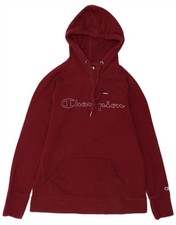 Champion Womens Graphic Hoodie Jumper UK 10 Small Burgundy Cotton BM20