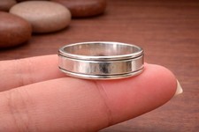 Wide Silver Spinner Ring Smooth Band Meditation Fidget Ring Unisex Jewelery