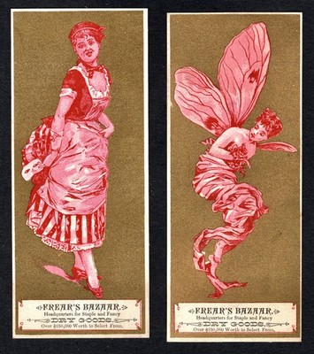 1881 Frear's Bazaar Spring New Goods, Troy NY Victorian Adv. Trade Cards