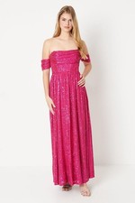 BNWT NastyGal Cowl Front Sequin Prom Dress Pink Size:6 RRP:£95.00