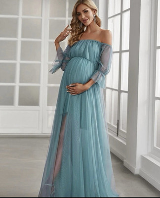 Blue Maternity Dress With Blue Flowers style Tiara | eBay
