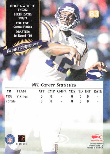 2000 Donruss #83 Daunte Culpepper - Picture 2 of 2