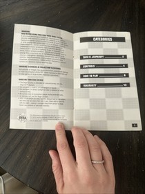 Sega CD Manual Only Jeopardy W/Reg Card