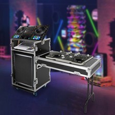 14U PA DJ Rack PA DJ Cabinet with Wheels DJ Work Table and Casters DJ Mixer Rack