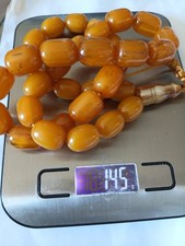 Genuine 145 Grams Bakelite Prayer Beads , Natural Honey -34 Handmade beads