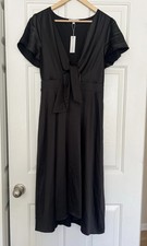 Baltic Born Poppy Satin Midi Dress Black Size Large NWT