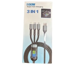 3-in-1 Charging Cable Braided USB to Micro Type-C Black Fast Durable