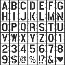 2 Inch Letter Stencils Symbol Numbers Craft Stencils, 42 Pcs Reusable Plastic Al