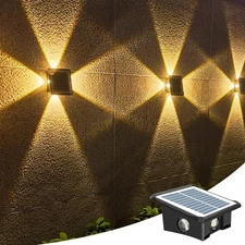 LED Solar Power Fence Lights IP65 Deck Door Wall Yard Outdoor Garden Decor Lamp