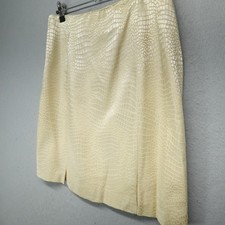 Vintage Gantos Skirt Womens 12 Gold Cream Croc Print Pencil Dressy Made in USA