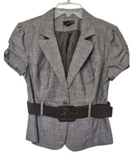 BCX Stretch Cropped Lined Elegant Accents Blazer Jacket Gray Brown Size XL NWT