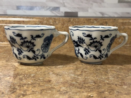 Vintage Blue Danube Japan Blue Onion China Tea Cups (SET OF 2)