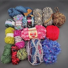 Lot Of 16 Skeins Yarn Various Brands Colors  Textures New Used Red Heart Patons