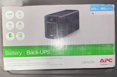 - APC Back-UPS Battery Backup & Surge Protector 6 Outlets 950VA 480W