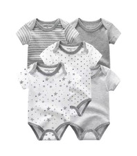 5 Pcs/Lot Four Seasons Fashion Cartoon Short Sleeve Baby Boy Girl Bodysuits B