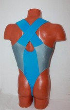 New  Men Thong Leotard 153-43 Gray and Blue Spandex Size S