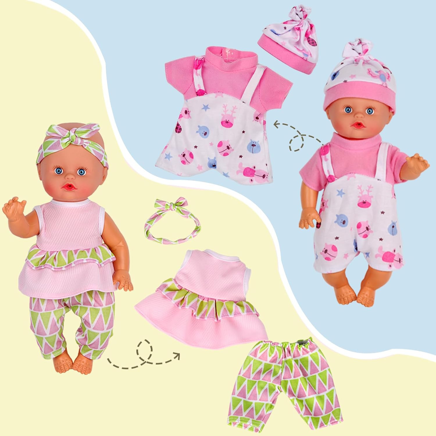 10 Sets for 10-11-12 Inch Baby Doll Clothes Dress Newborn Baby Doll Accessori...
