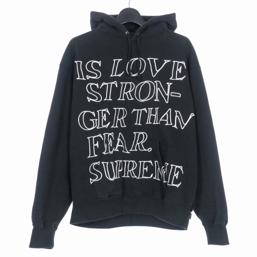 Sweat à capuche brodé Supreme 23Ss Stronger Than Fear M noir V103