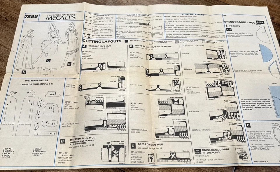 McCalls 7888 缝纫图案 - Yoked 套衫连衣裙 - 剪裁 — 第 3/4 张图片