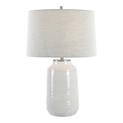 Uttermost Odawa Coastal Ceramic Table Lamp with Fabric Shade in Off White/Nickel - Picture 1 of 7