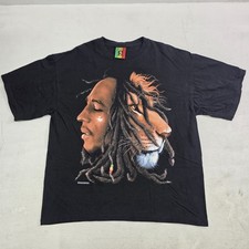 Vintage Bob Marley T-Shirt Black Y2k Zion Reggae Lion Jamaica Rootswear Mens XL