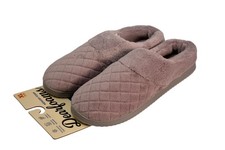 Dearfoams Slippers Shoes Womens Size 11 Purple Quilted Fleece Clog Memory Foam