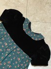 Vintage young girls dress black velvet Teal rayon floral print — photo 4