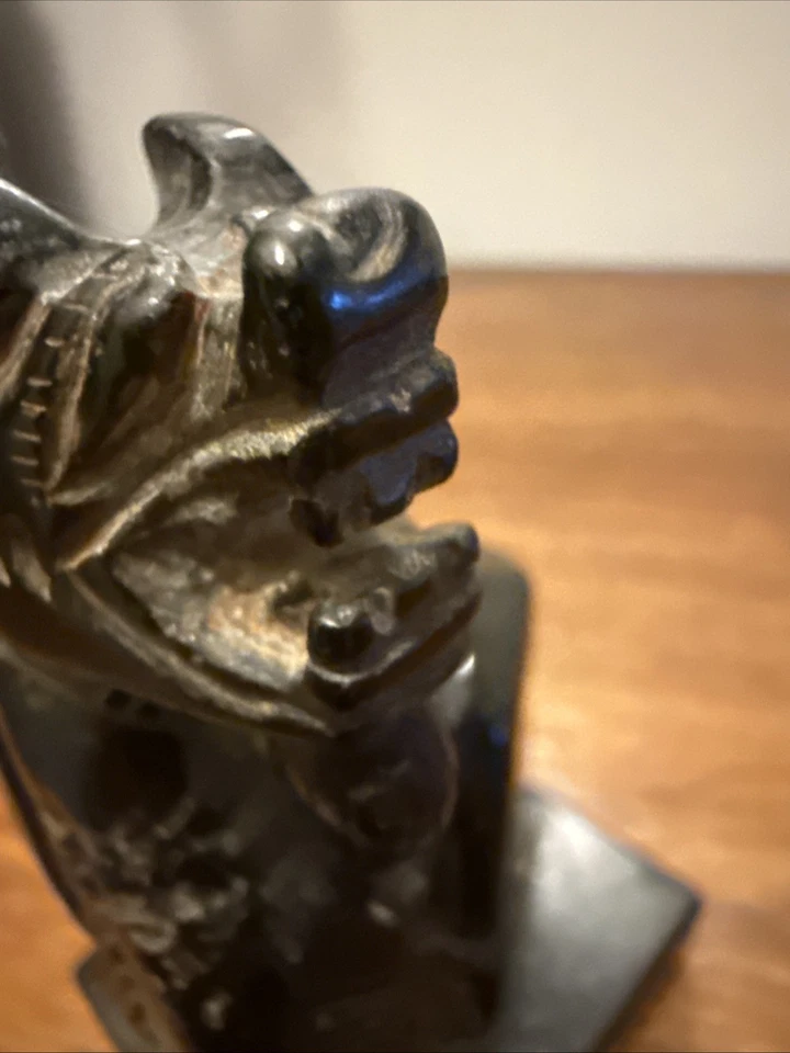 "Antiguo león guardián chino duro negro piedra tallada Foo Dogs 4""" Foto 4 de 4